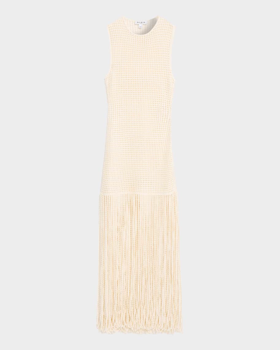 ALAIA Fringed Open-Knit Maxi Dress | Neiman Marcus