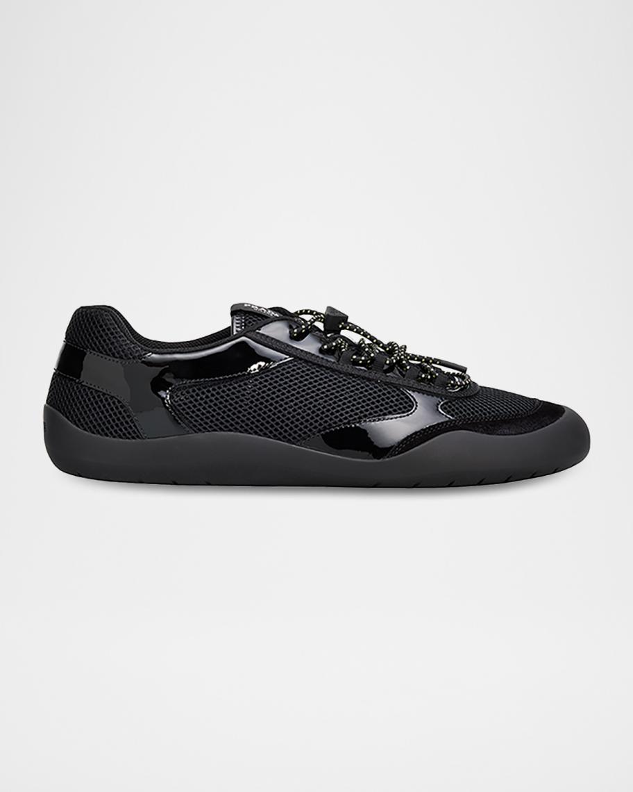 Prada Men's Speedrock Leather and Mesh Sneakers | Neiman Marcus