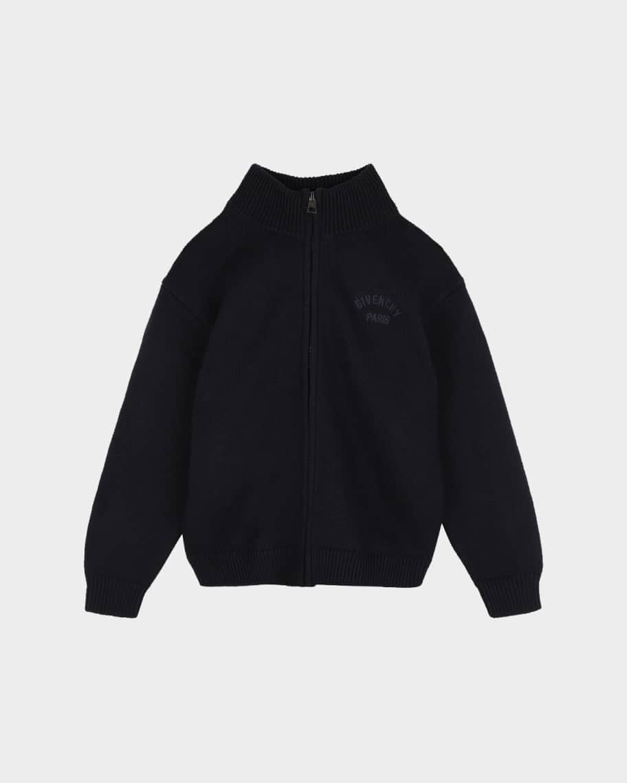 Givenchy Boy's Logo Cotton-Cashmere Knit Cardigan, Size 4-6
