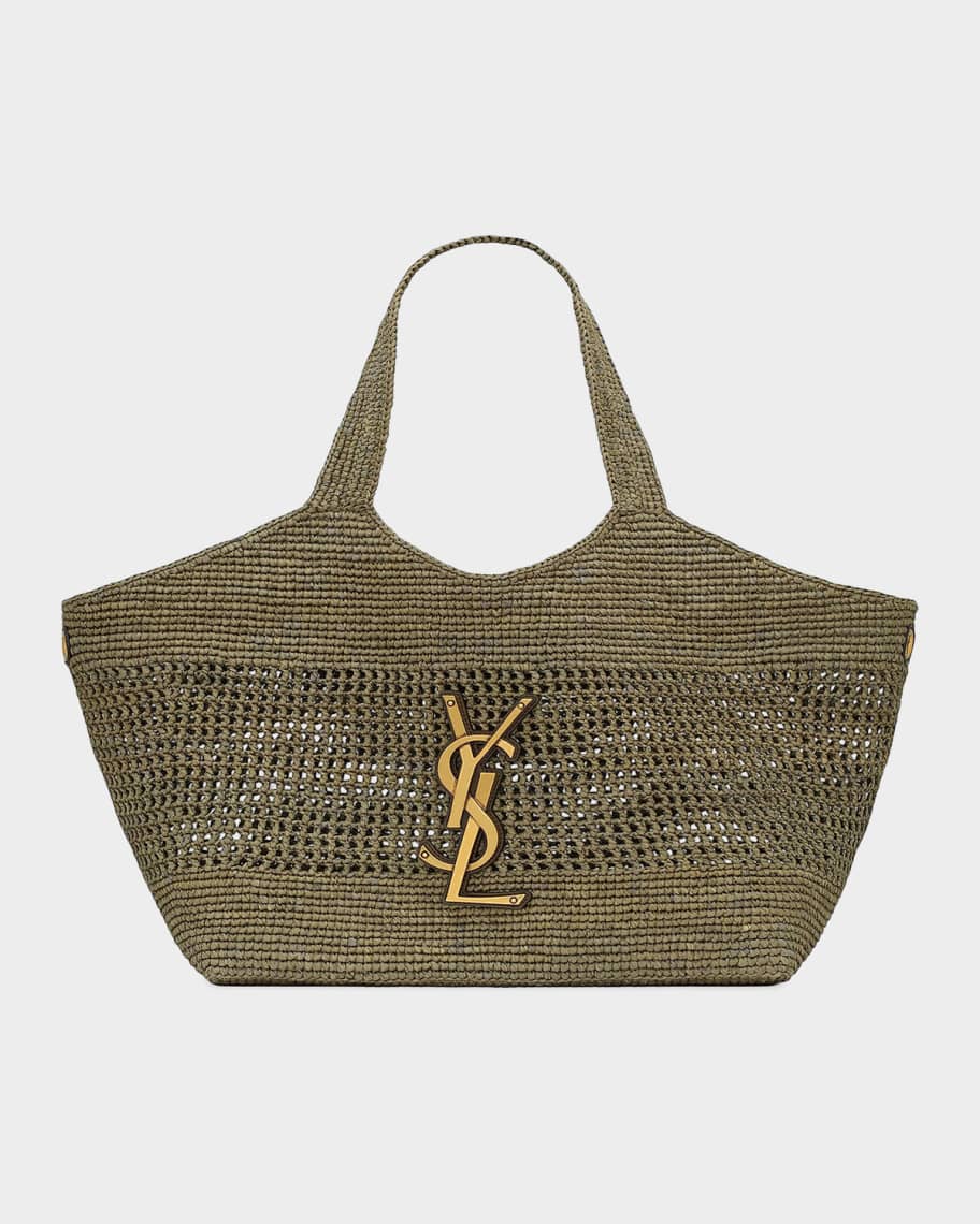 Saint Laurent Icare Medium Crochet Raffia Tote Bag | Neiman Marcus