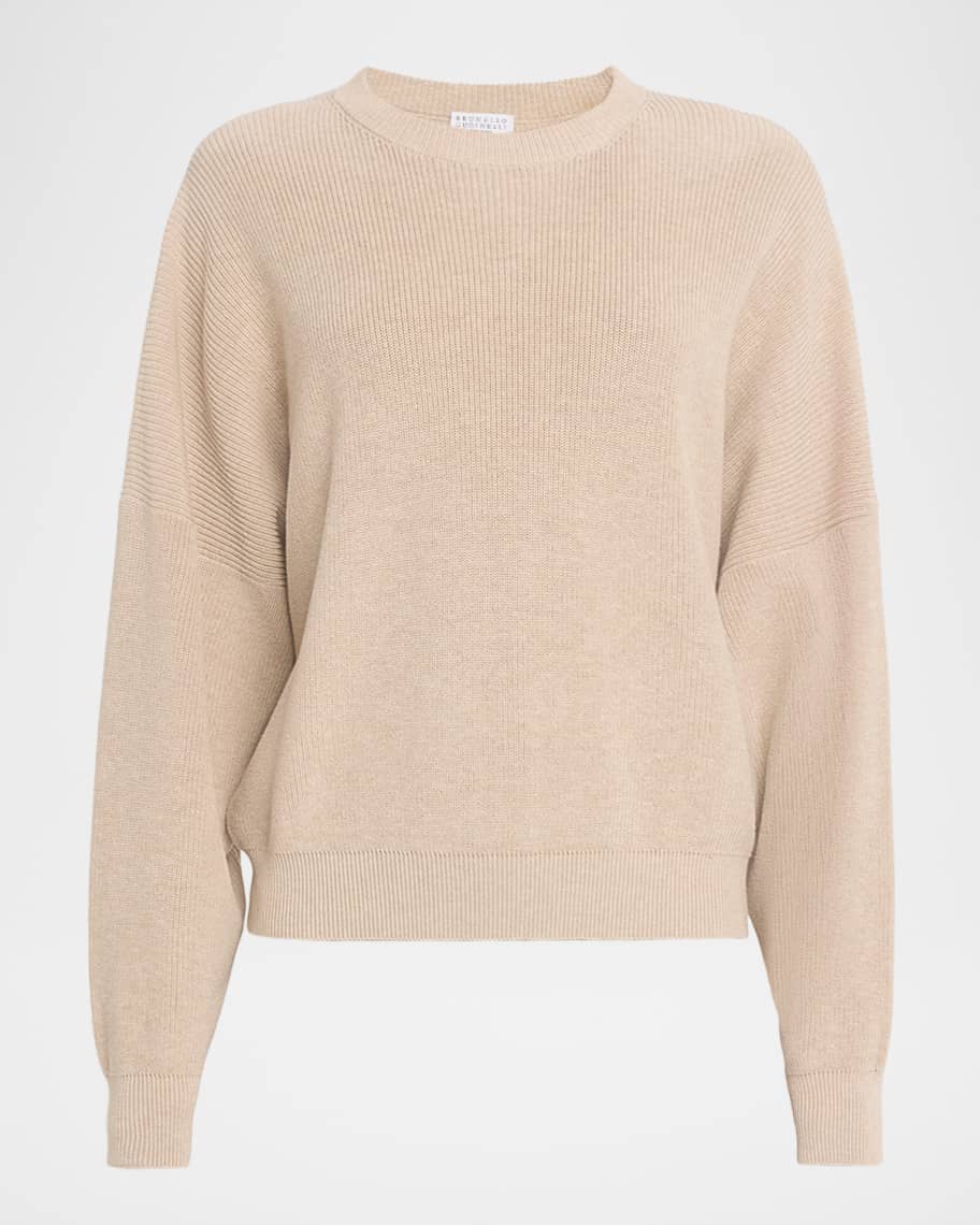 Brunello Cucinelli Ribbed Knit Cotton Sweater | Neiman Marcus