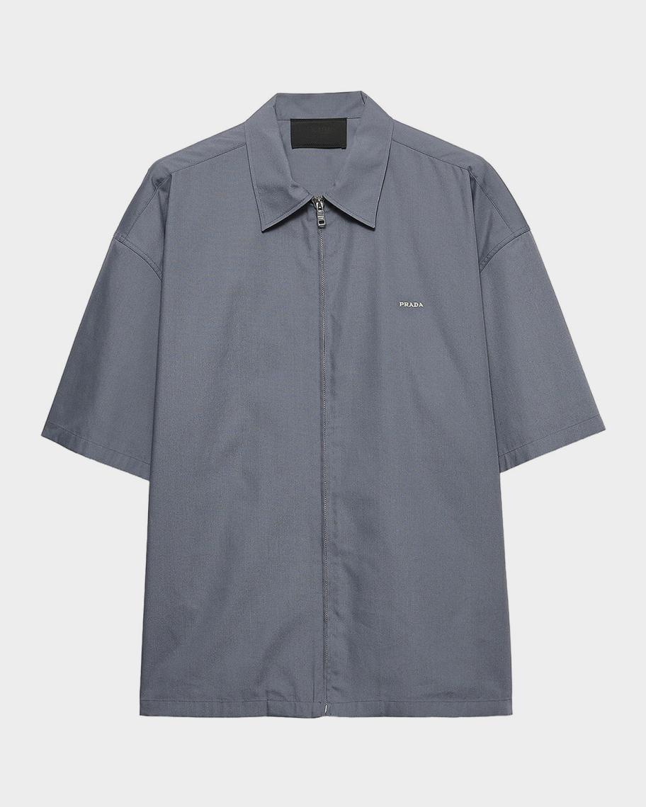 Prada Logo Cotton-Blend Shirt | Neiman Marcus