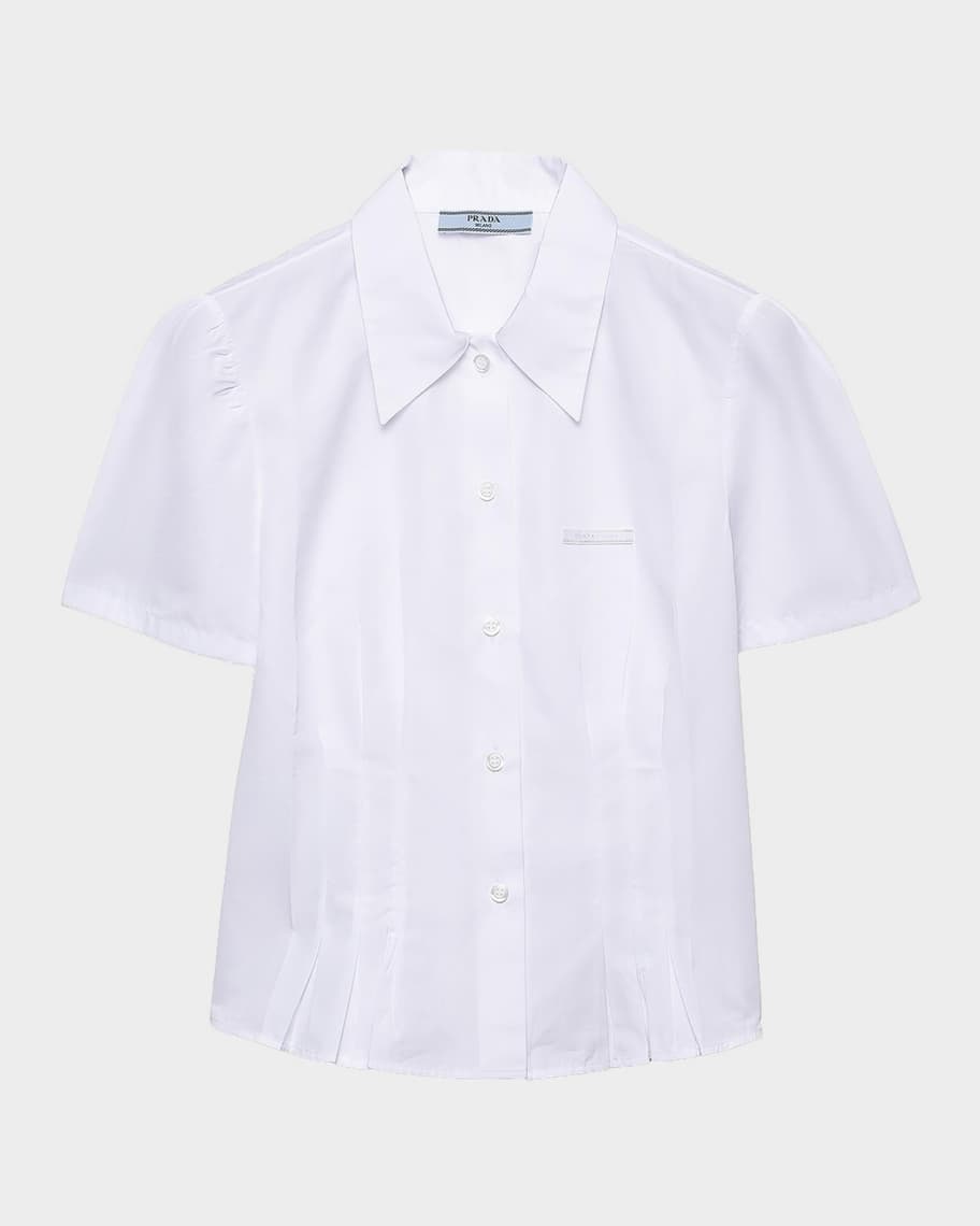 Prada Logo Cotton Poplin Shirt | Neiman Marcus