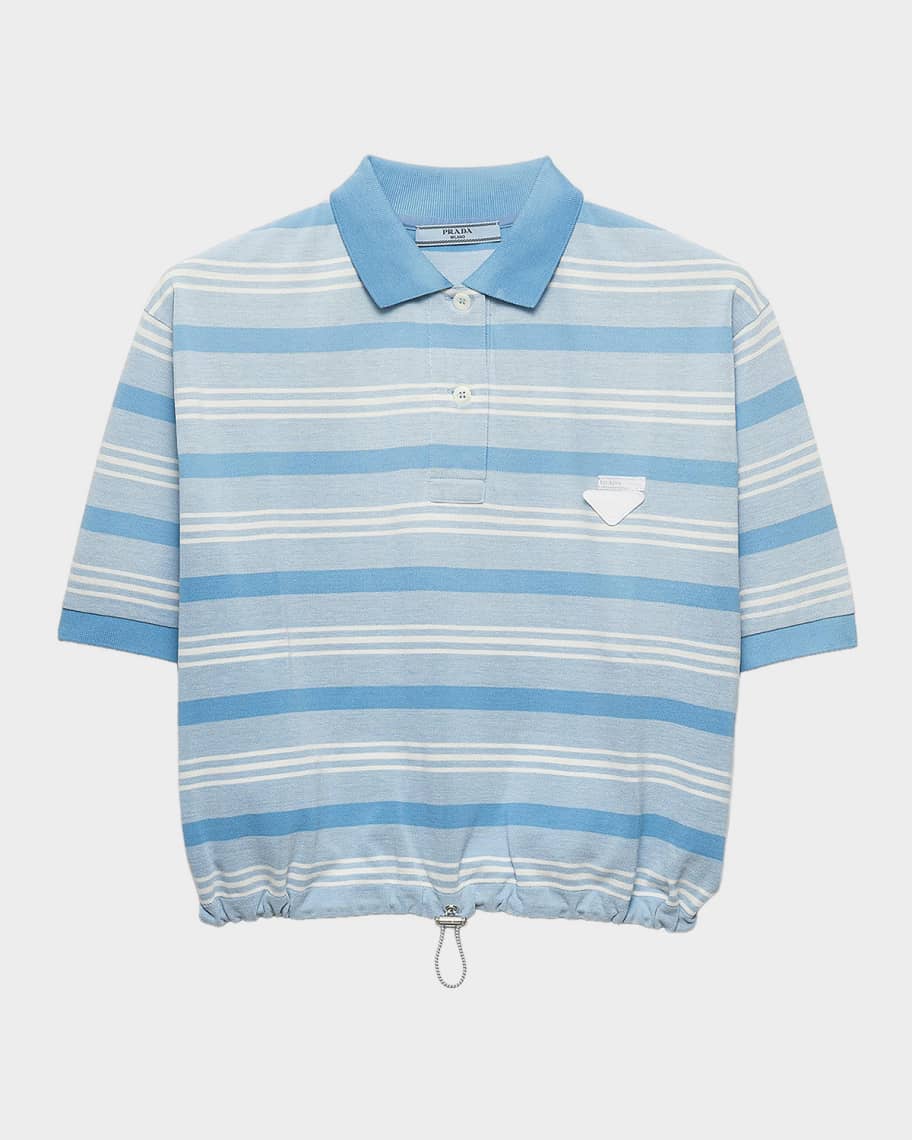 Prada Logo Striped Cotton Polo Shirt | Neiman Marcus