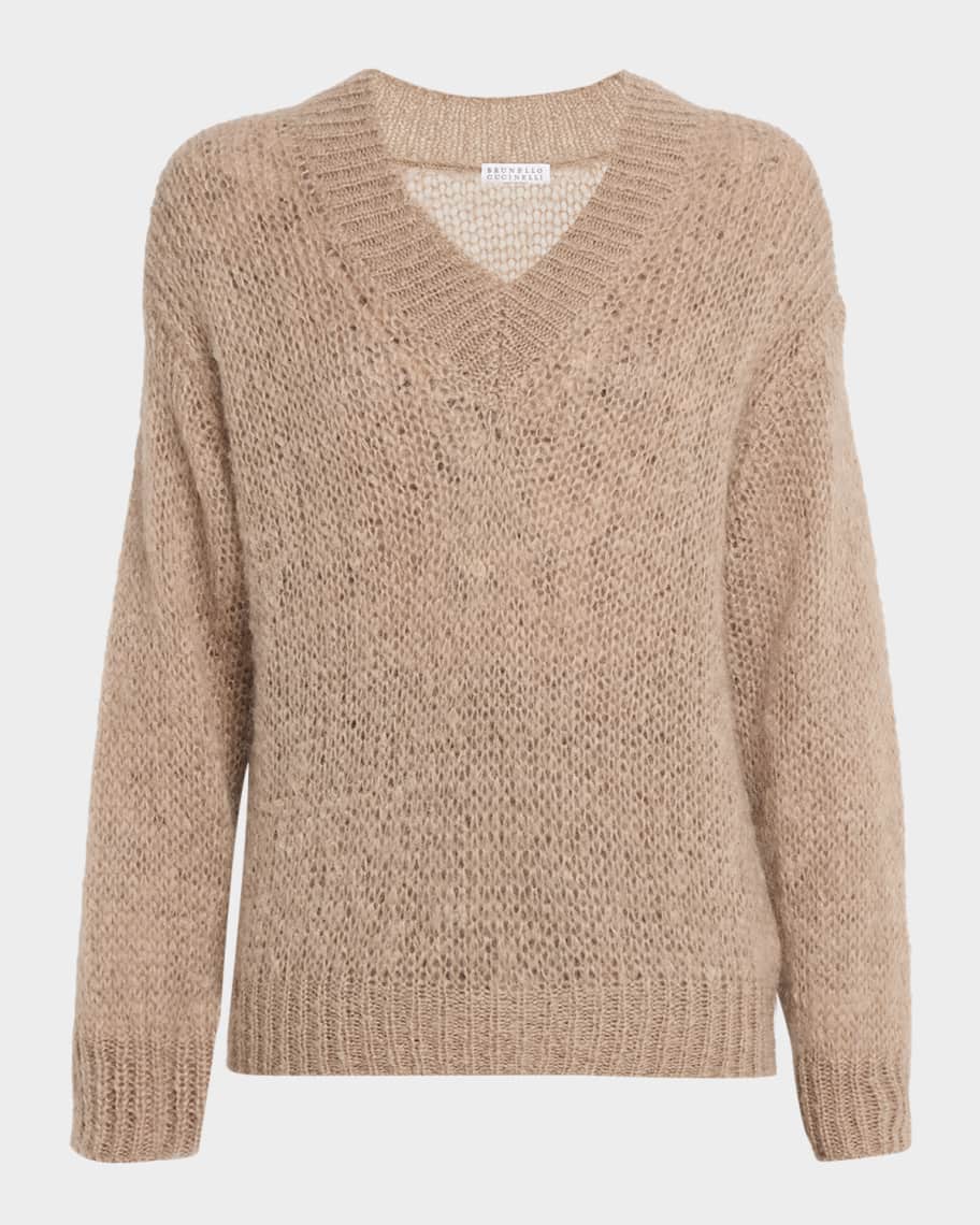 Brunello Cucinelli Wool V-Neck Sweater | Neiman Marcus