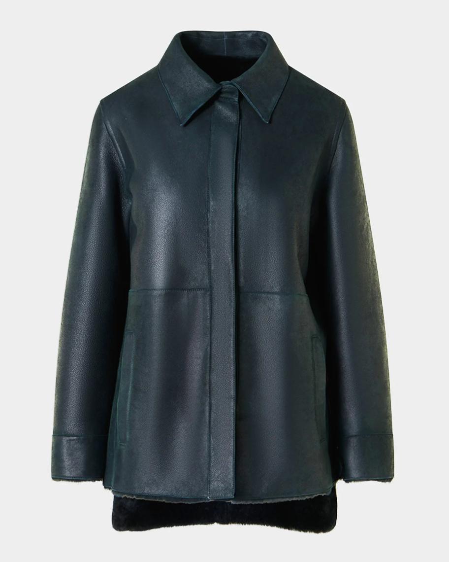Akris Harper Reversible Lamb Shearling Single-Breasted Jacket