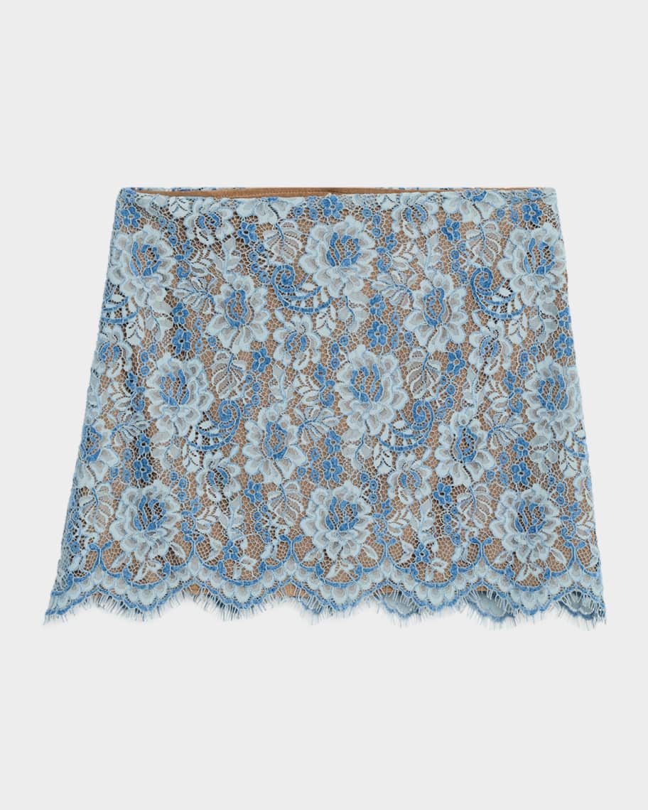 JBQ Adrienne Floral Lace Mini Skirt | Neiman Marcus