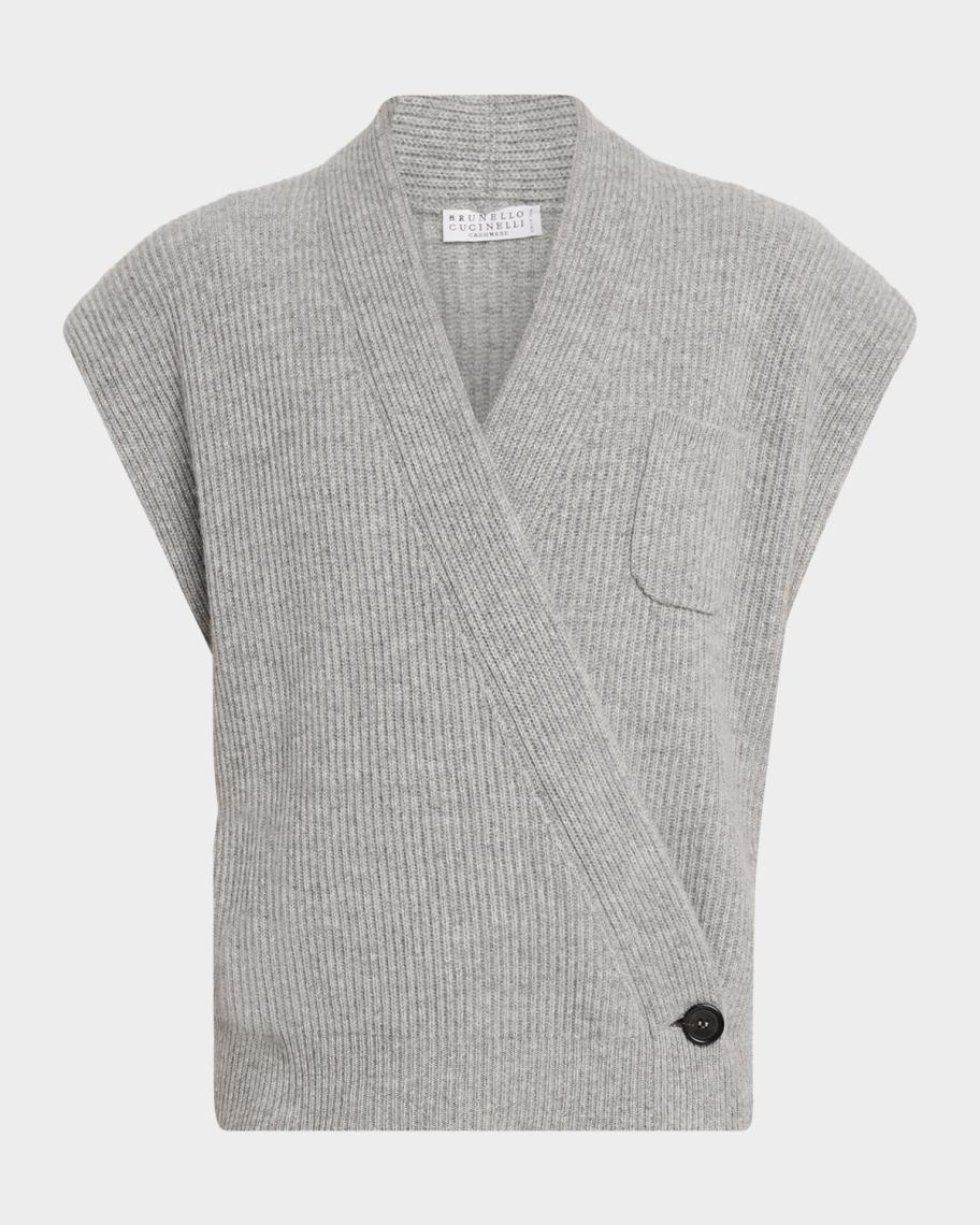 Brunello Cucinelli Cashmere Rib Wrap Vest | Neiman Marcus