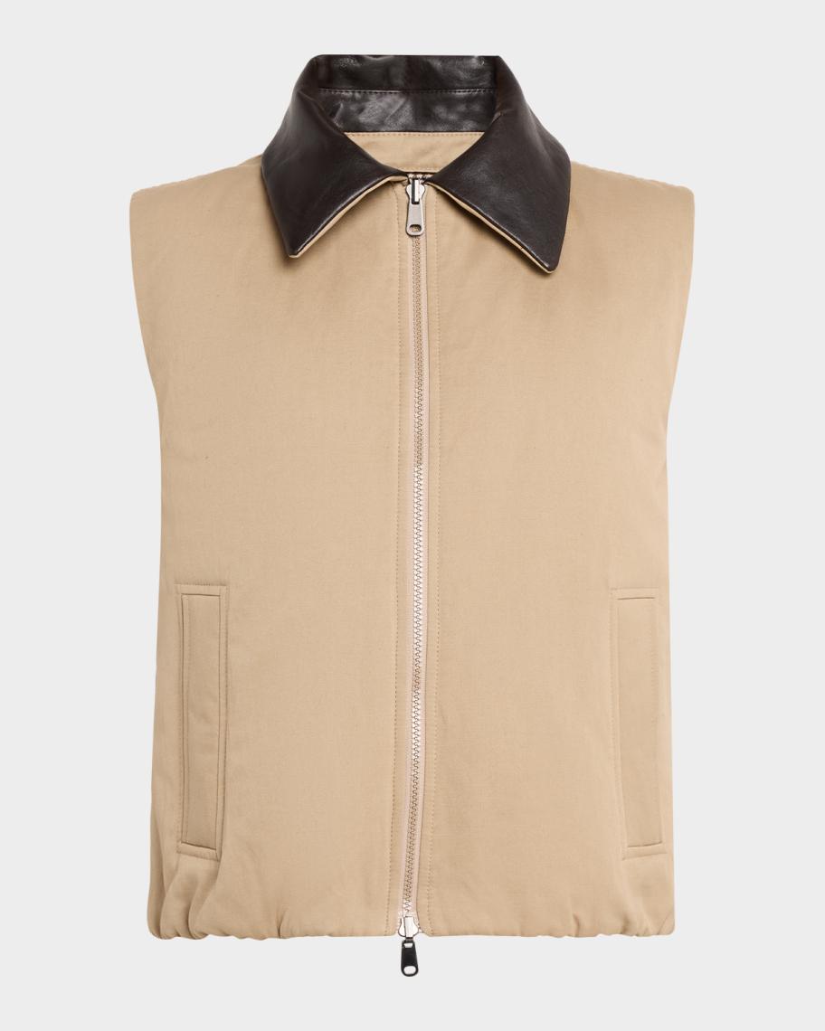 Brunello Cucinelli Reversible Check Padded Cotton-Linen Vest