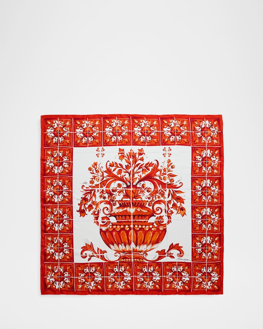 Dolce&Gabbana Majolica-Print Silk Twill Scarf | Neiman Marcus