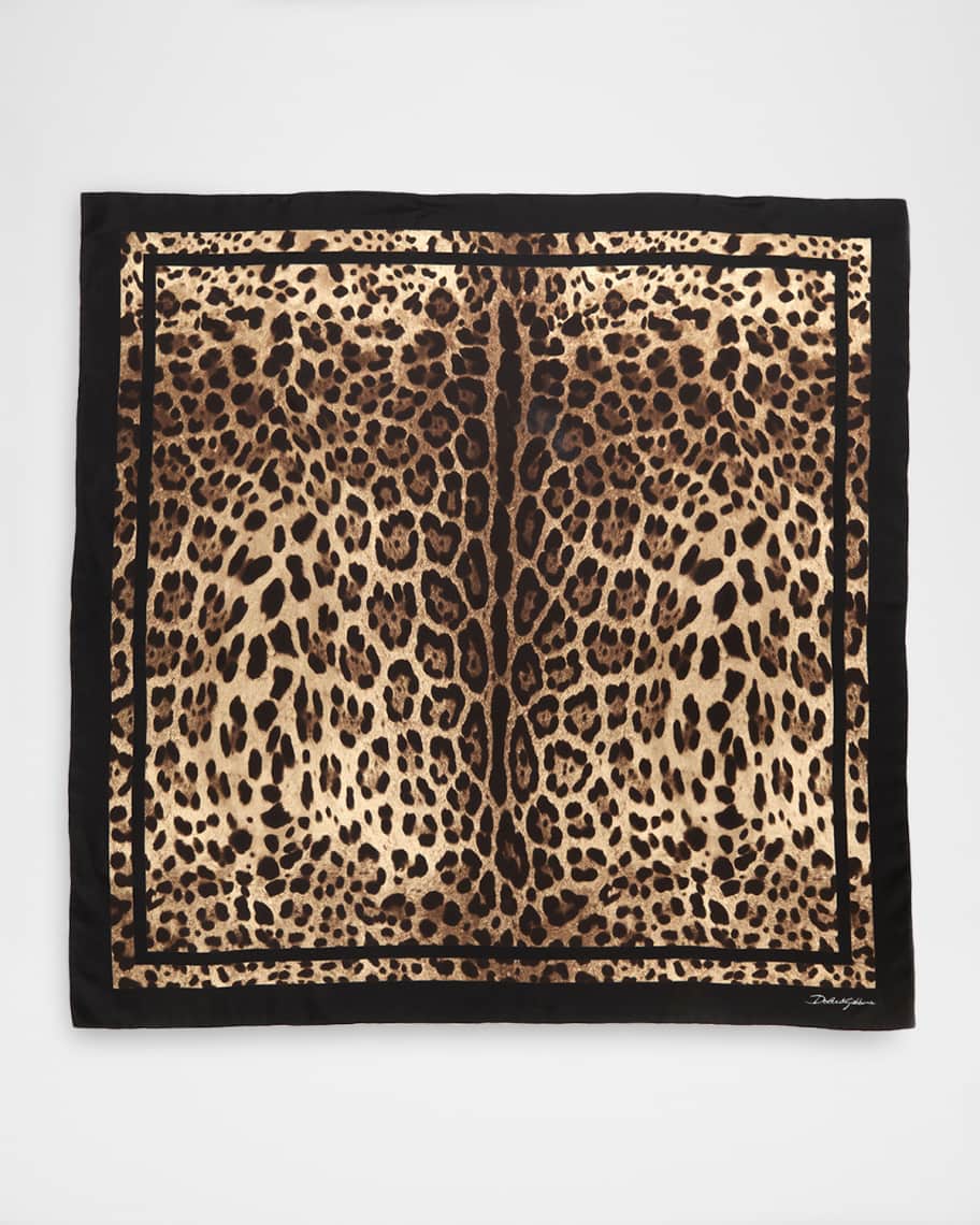 Dolce&Gabbana Leopard-Print Silk Twill Scarf | Neiman Marcus