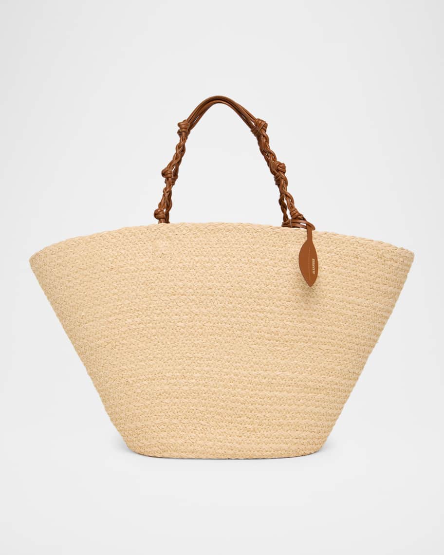 Jil Sander Tangle Large Woven Raffia Bucket Bag | Neiman Marcus
