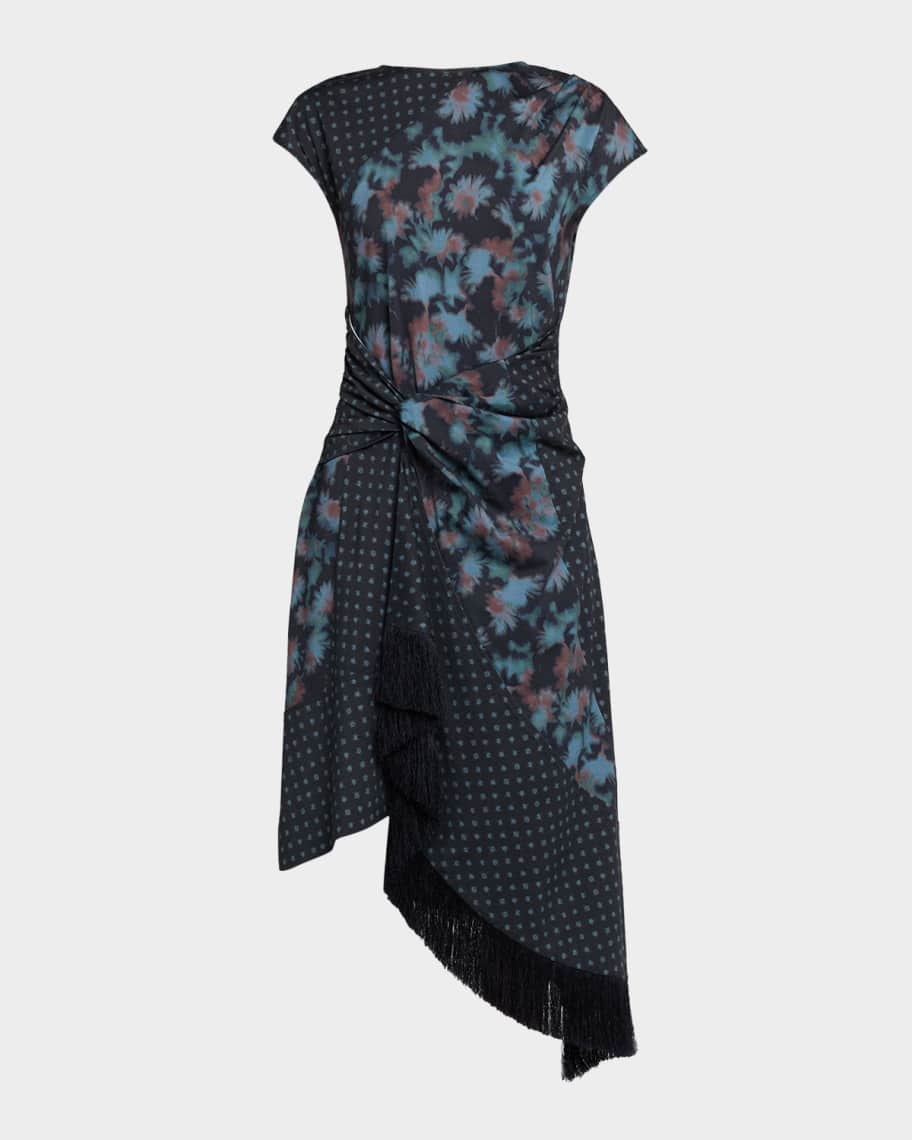 3.1 Phillip Lim Desert Flower Asymmetric Twill Midi Dress | Neiman