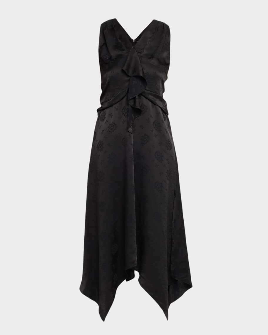 3.1 Phillip Lim ブラックフラワープリントワンピース M シルク 3.1 Phillip Lim Floral Silk Draped Midi Dress | Neiman Marcus