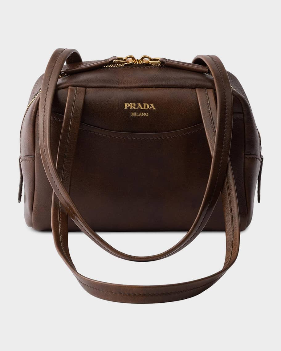 Prada Prada Carry Antiqued Leather Shoulder Bag | Neiman Marcus