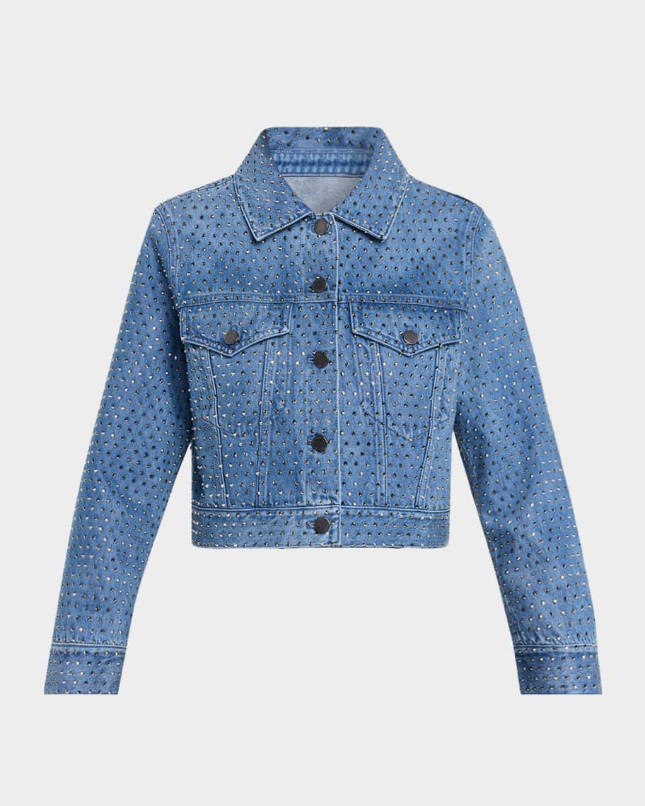 ALICE + OLIVIA Chloe Embellished Denim Jacket | Neiman Marcus
