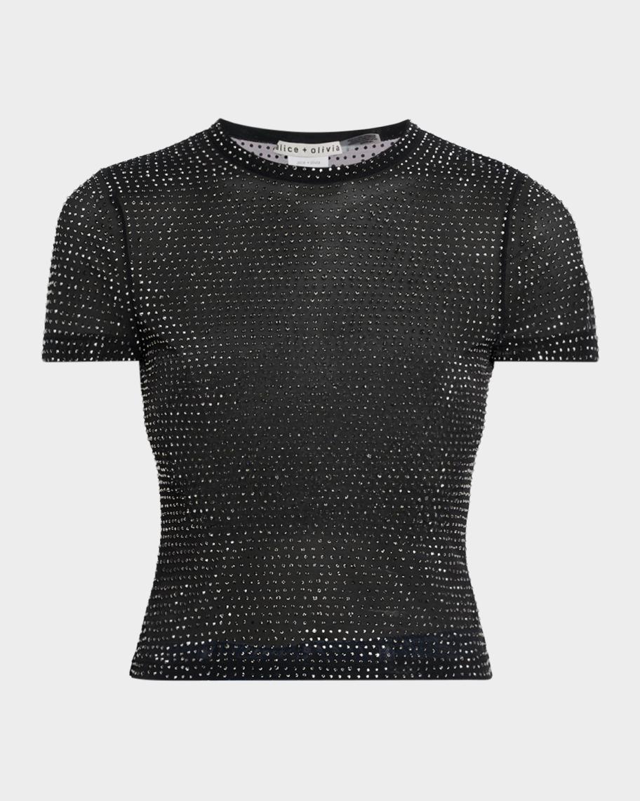 ALICE + OLIVIA Tess Crystal-Embellished T-Shirt | Neiman Marcus