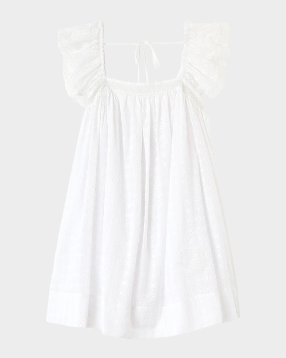 ganni broderie anglaise mini dress GANNI Broderie Anglaise Denim Mini Dress