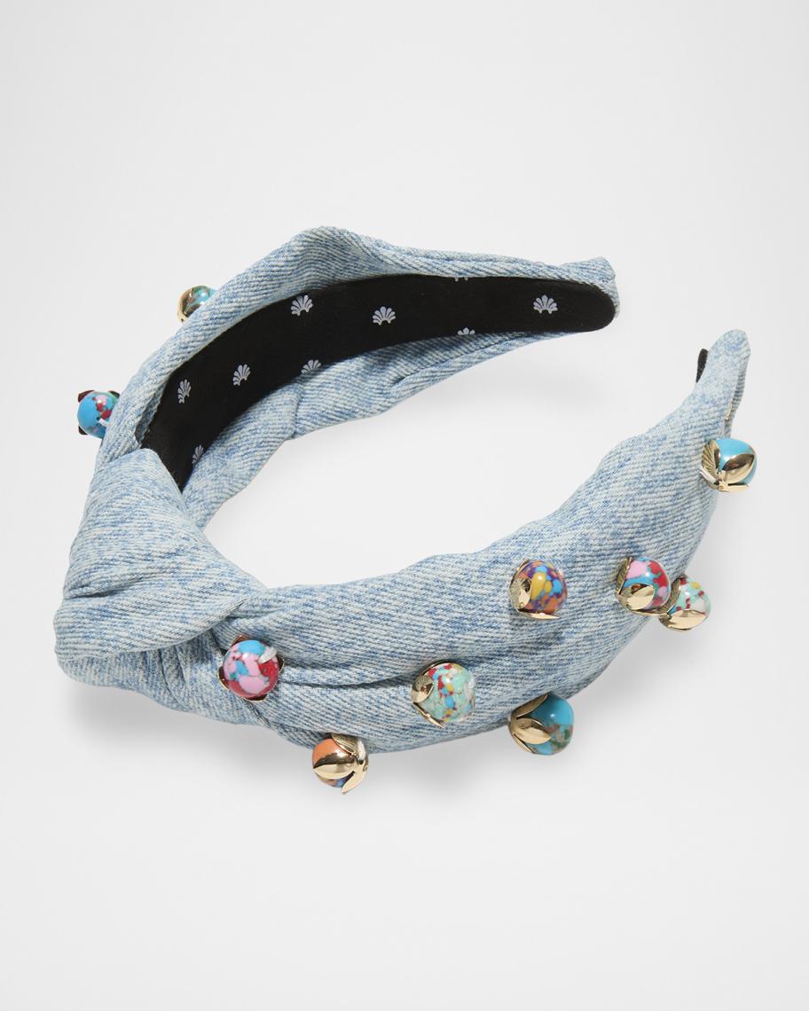 Lele Sadoughi Knotted Denim Terrazzo Headband | Neiman Marcus display picture 1