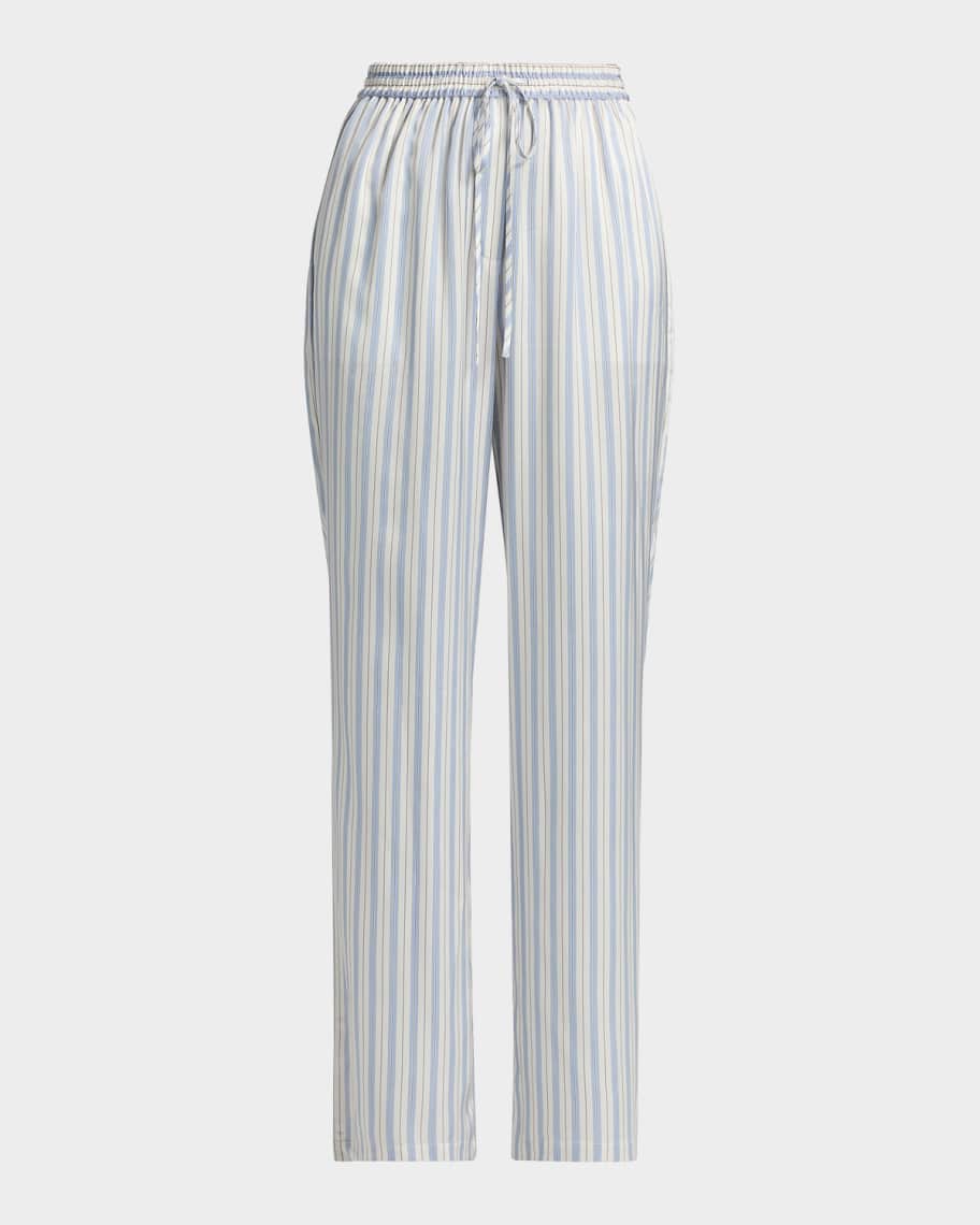 Derek Lam 10 Crosby Aurely Striped Satin Wide-Leg Pants | Neiman