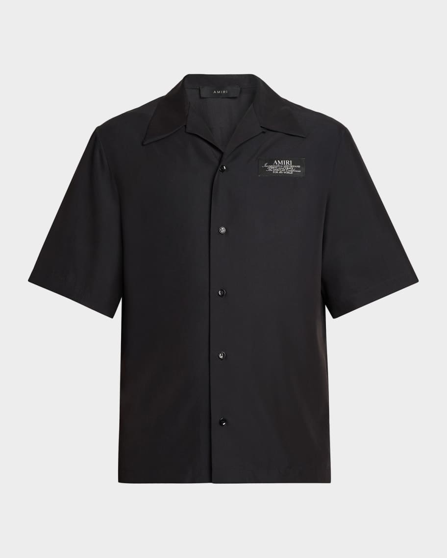 Amiri Spirit Logo Patch Bowling Shirt | Neiman Marcus