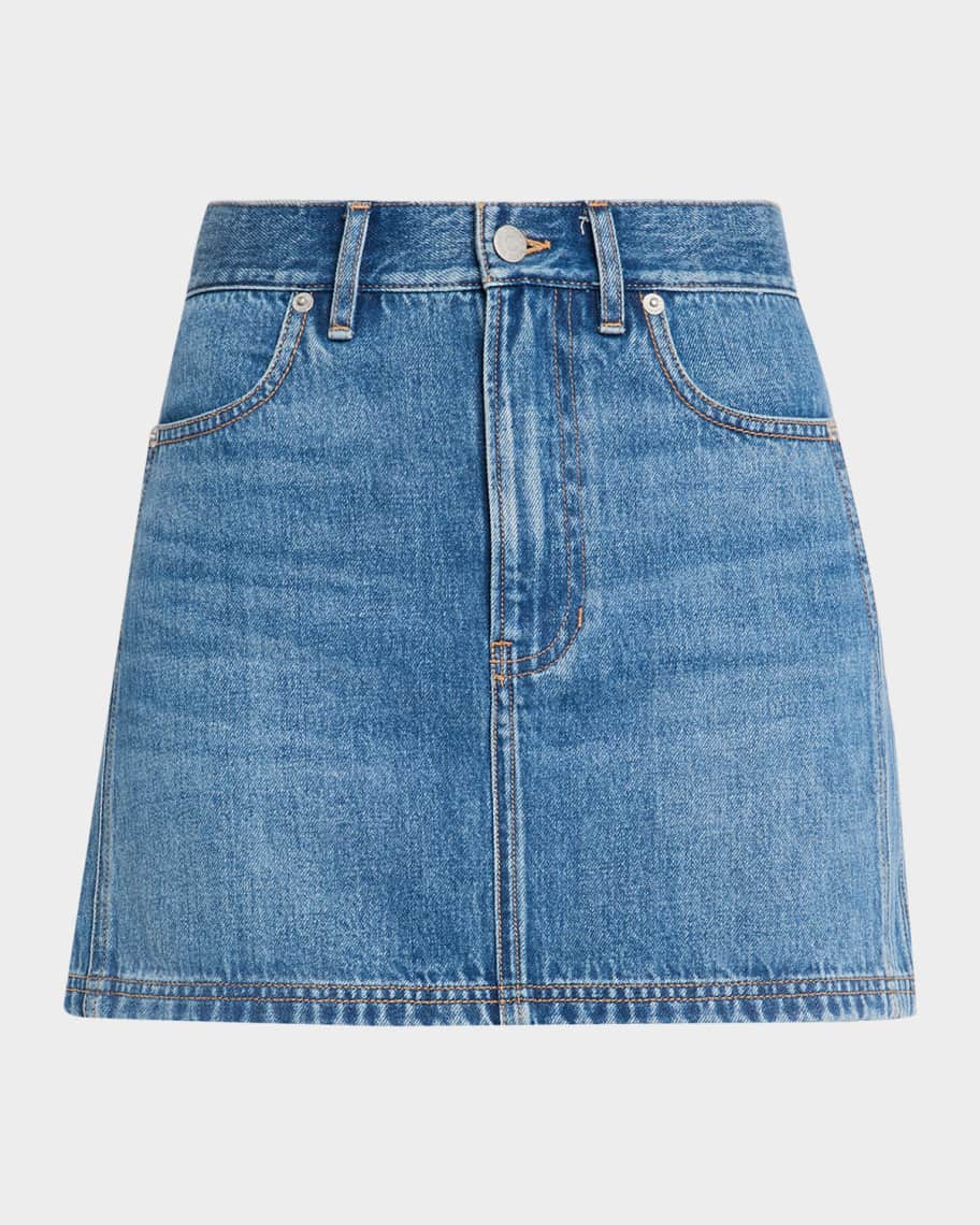 Veronica Beard Zora Denim Mini Skirt | Neiman Marcus