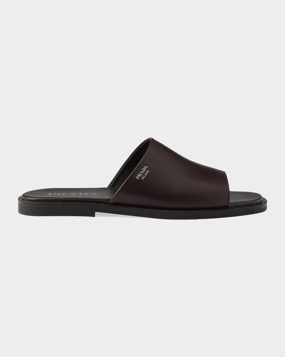 Prada Men's Leather Slide Sandals | Neiman Marcus