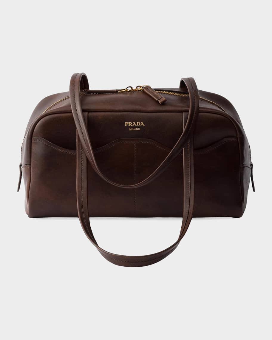 Prada Carry Large Antiqued Leather Top-Handle Bag | Neiman Marcus