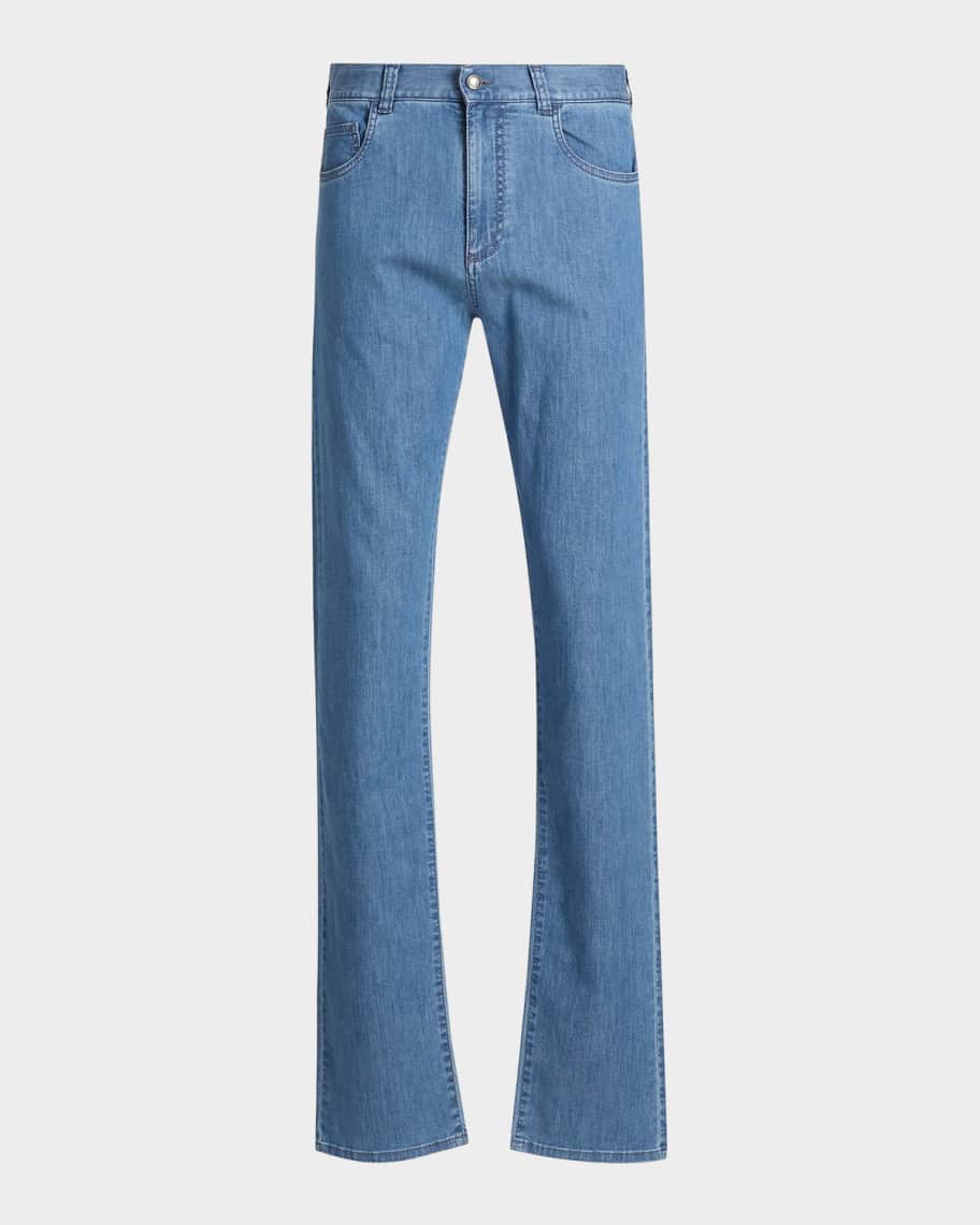 Canali Men's Denim Straight Leg Five-Pocket Pants | Neiman Marcus