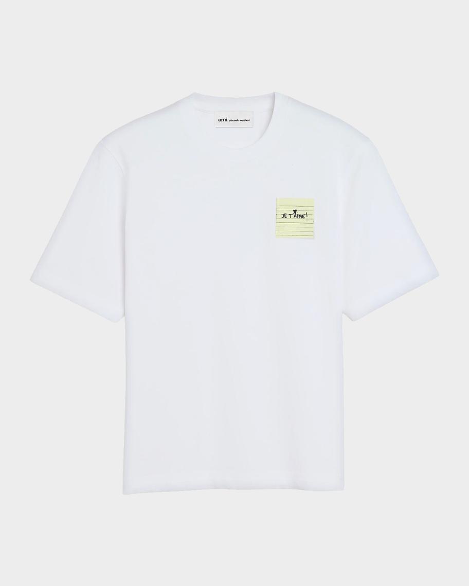 Ami Paris Men's Cotton Je T'Aime Note T-Shirt | Neiman Marcus