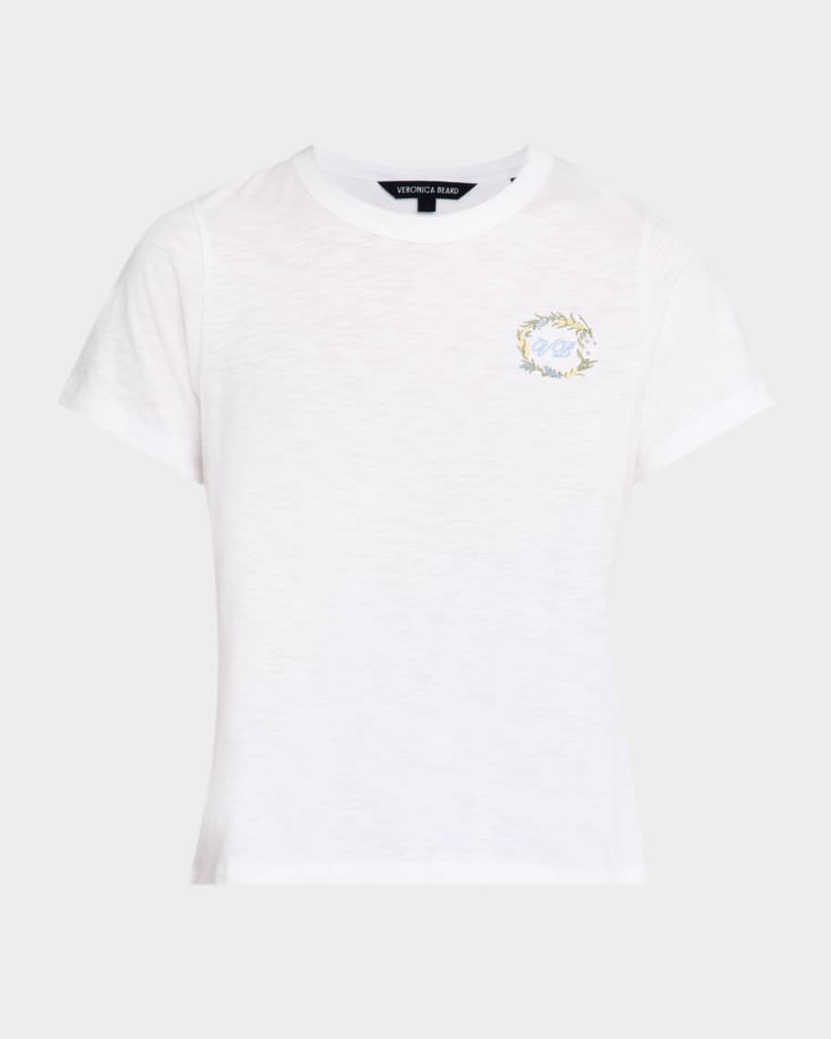 Veronica Beard Carl Embroidered Crewneck T-Shirt | Neiman Marcus