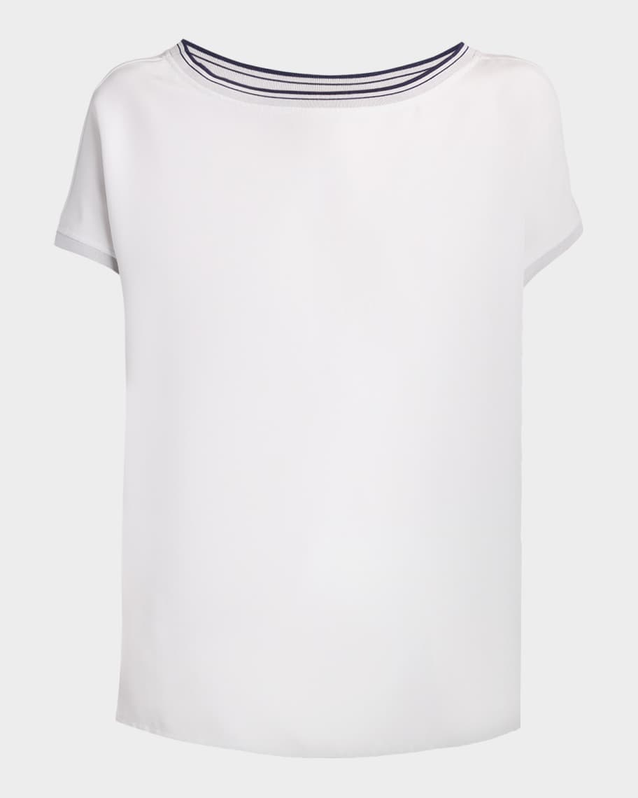 GIORGIO ARMANI　【ky】 Giorgio Armani Stretch Silk Short-Sleeve Top | Neiman Marcus