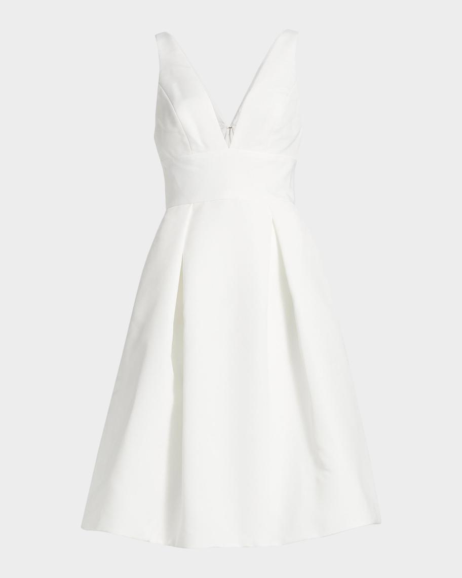 amsale faille deep v-neck dress Amsale Faille V-Neck Fit-and-Flare Dress
