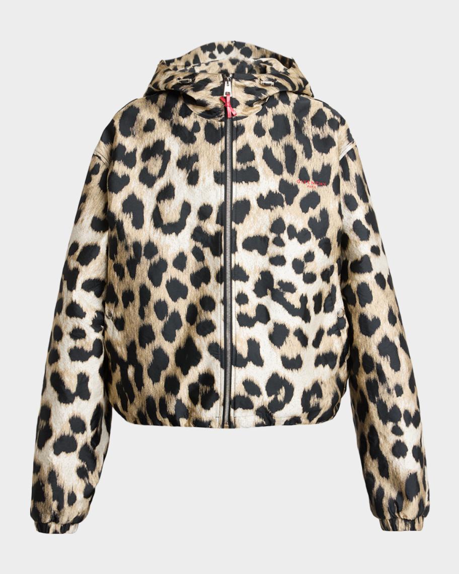 Givenchy Leopard-Print Crop Windbreaker Jacket | Neiman Marcus