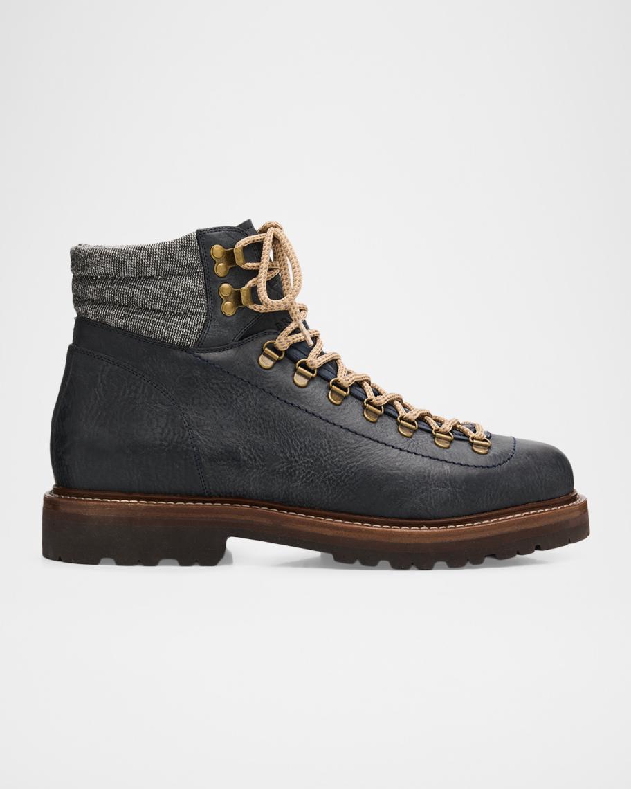 Brunello Cucinelli Men's Leather Lug-Sole Ankle Boots | Neiman Marcus