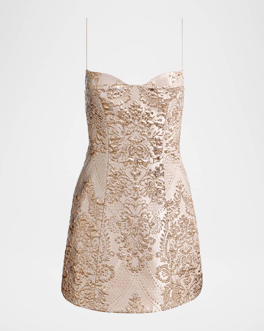 ALICE + OLIVIA Hallie Peekaboo Metallic Mini Dress | Neiman Marcus