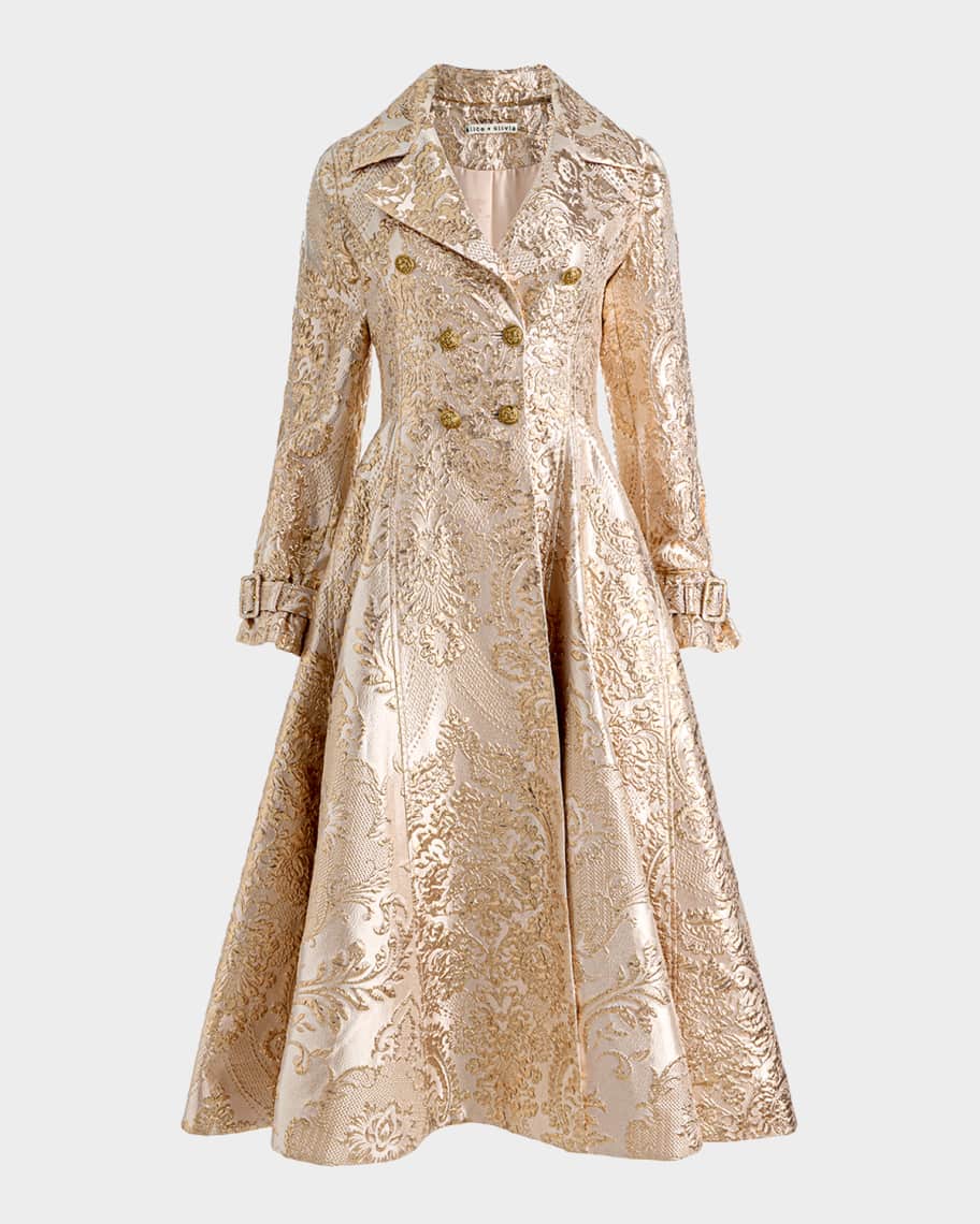 Alice + Olivia Ellie Trench Coat With Mixed Jacquard, Size 2