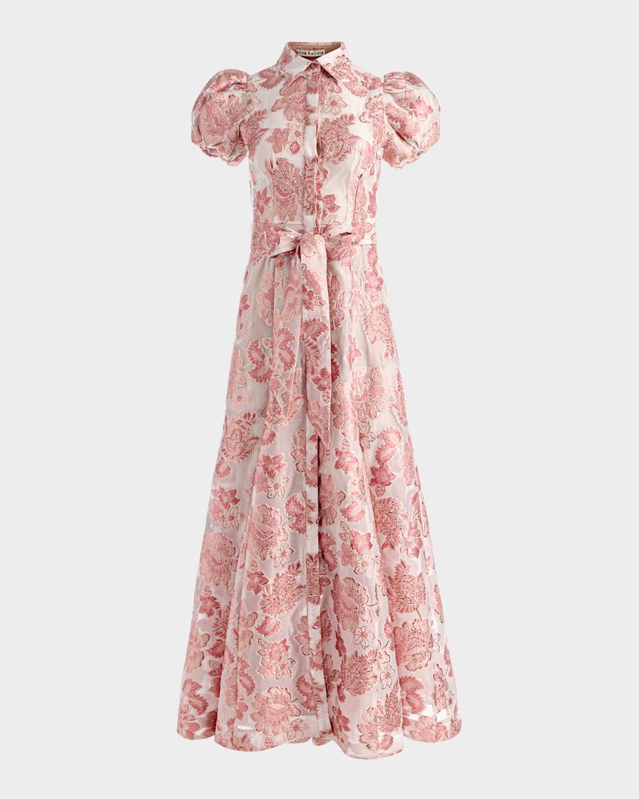 ALICE + OLIVIA Henrietta Metallic Floral Jacquard Maxi Dress
