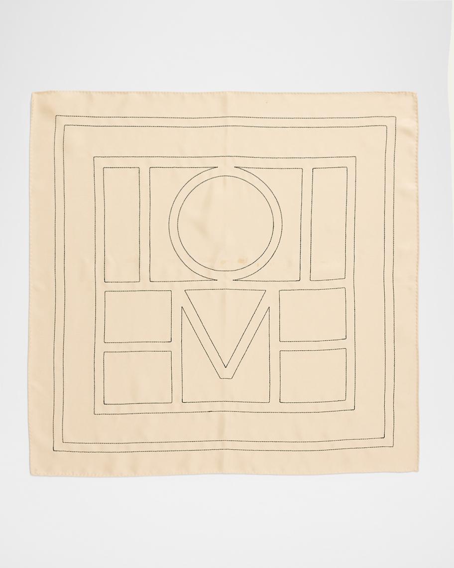 Toteme Embroidered Logo Monogram Silk Scarf | Neiman Marcus