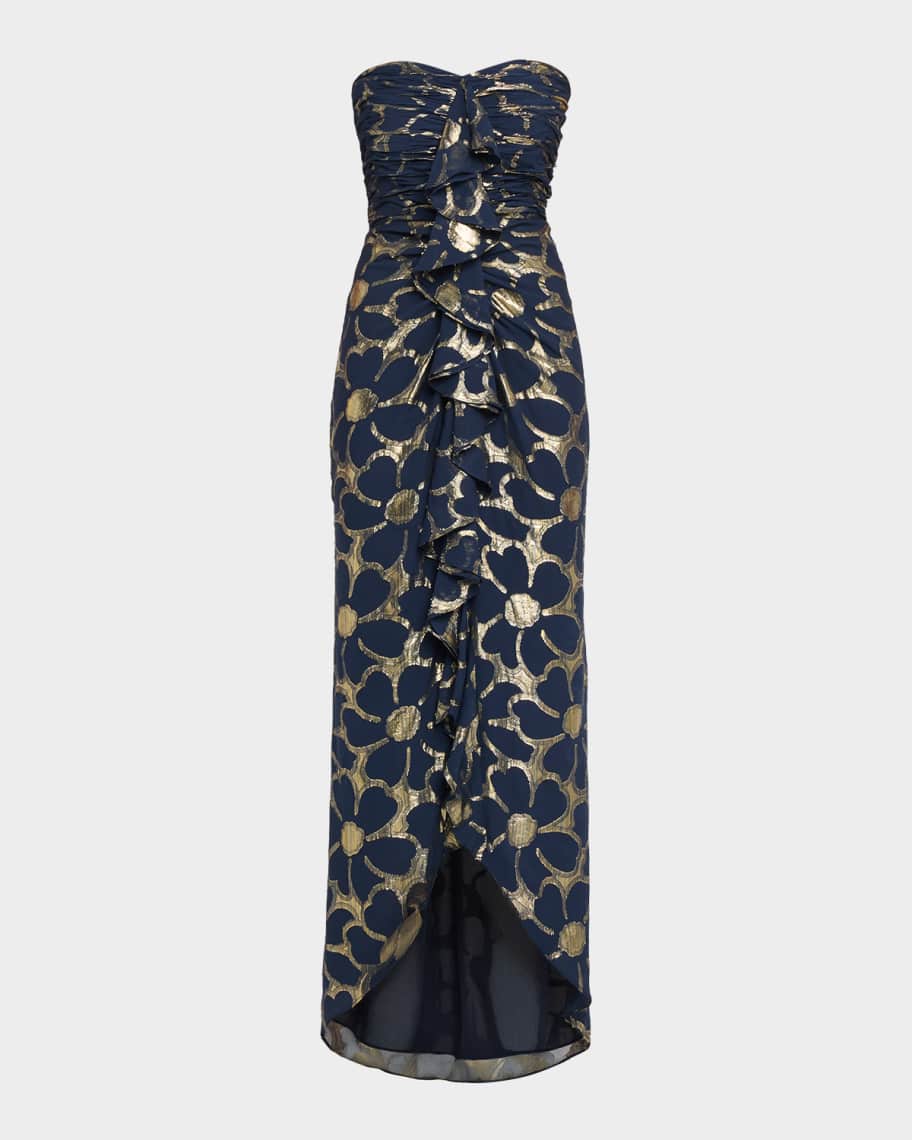 Ramy Brook Daisy Goldie Strapless Floral Jacquard Gown | Neiman Marcus