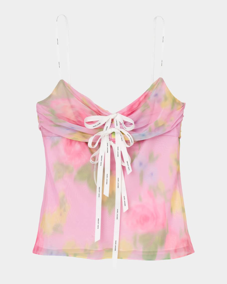 Marc Jacobs Blurred Floral Bow Top | Neiman Marcus