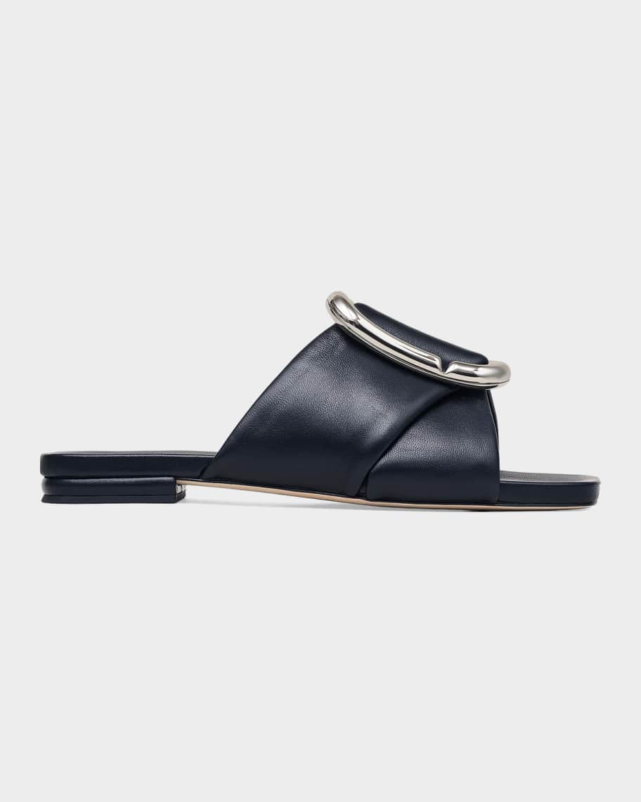 Marc Jacobs The Criss Cross Leather Flat Slide Sandals | Neiman Marcus