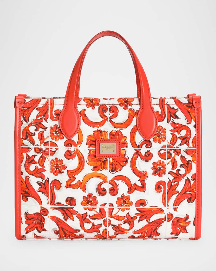 【未使用】DOLCE&GABBANAマヨリカプリント トラックJKおしゃれ Dolce&Gabbana Kid's Majolica-Print Canvas Tote Shopping Bag