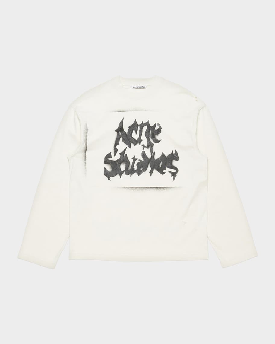 Acne Studios ロゴロングTシャツ Acne Studios Men's Gothic Logo Cotton-Blend Long-Sleeve T-Shirt