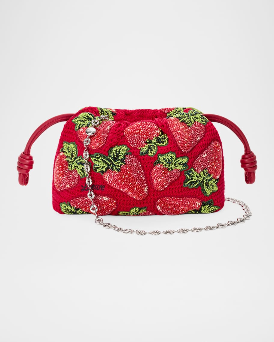 Loewe x Paula's Ibiza Strawberry-Beaded Crochet Clutch Bag