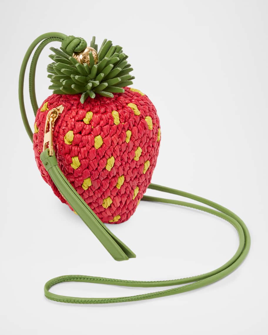 Loewe x Paula's Ibiza Strawberry Raffia Coin Purse | Neiman Marcus