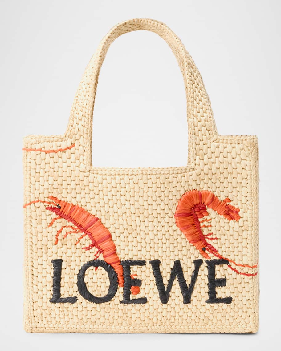 Loewe x Paula's Ibiza Shrimp-Embroidered Raffia Tote Bag | Neiman