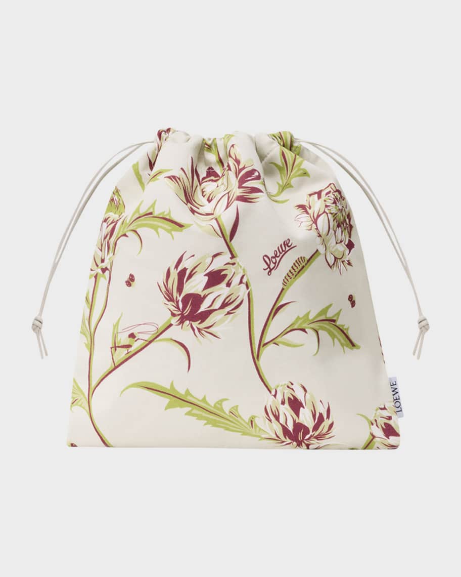Loewe x Paula's Ibiza Artichoke-Print Canvas Pouch Bag | Neiman Marcus