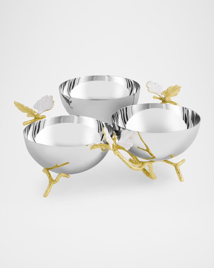 Michael Aram Butterfly Gingko Gold Triple Bowl | Neiman Marcus