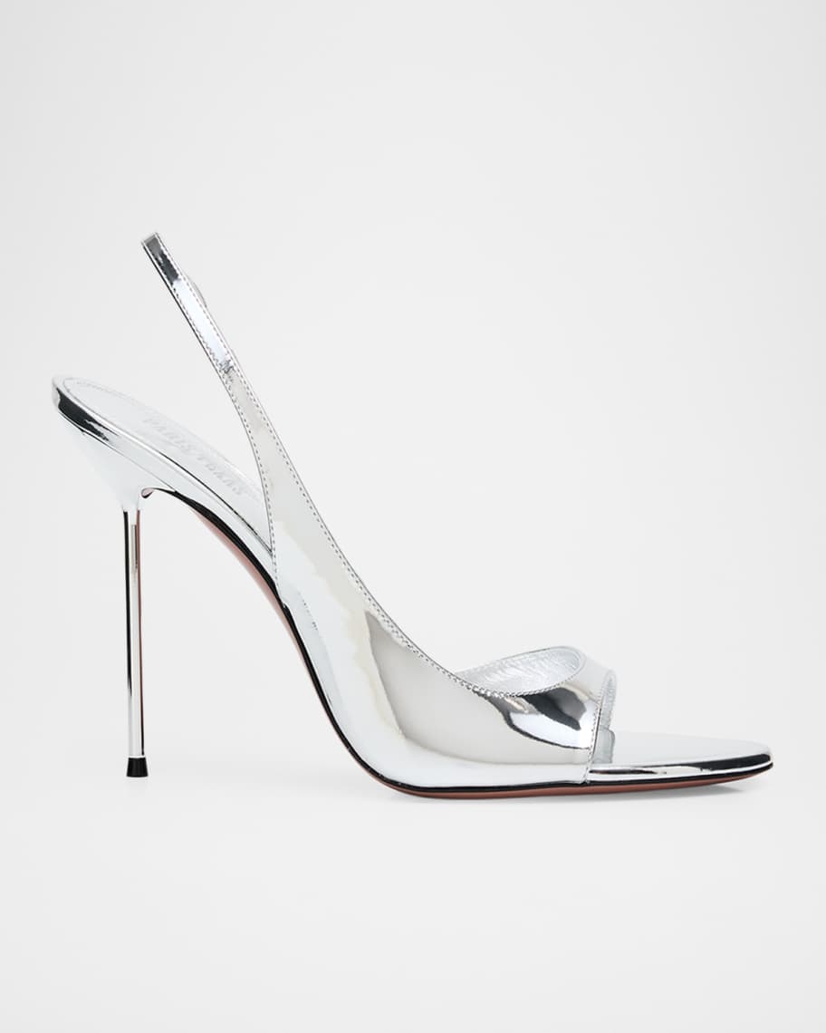 Paris Texas Lidia Metallic Leather Stiletto Slingback Sandals